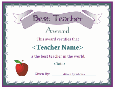 Best Teacher Award Templates Free