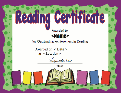 Certificate Template Reading Free Printable Reading Certificate