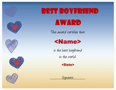 Best Boyfriend Certificate