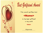 Best Girlfriend Certificate