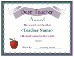 Best Teacher Certificate