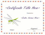 Dragonfly Blank Certificate